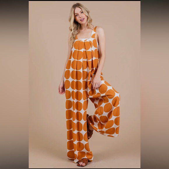 Wide Leg Polkadot Overalls - Picture 3 of 7